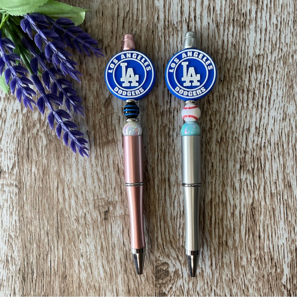 Writing Pen LA Dodger Artisan Beaded Silicone Gift Custom Handcrafted Office